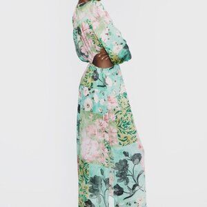 ZARA FLORAL PRINT CUT OUT DRESS Size XS